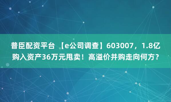 普臣配资平台 【e公司调查】603007，1.8亿购入资产36万元甩卖！高溢价并购走向何方？