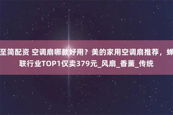 至简配资 空调扇哪款好用？美的家用空调扇推荐，蝉联行业TOP1仅卖379元_风扇_香薰_传统